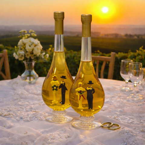 Esküvői díszüveges bor - Figurás (0.5L)