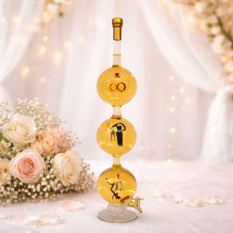 Esküvői díszüveges bortorony csappal - (2.1L)