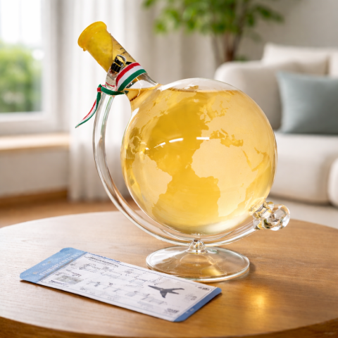 Homokfújt földgömb díszüveges bor - Nagy (0.75L)