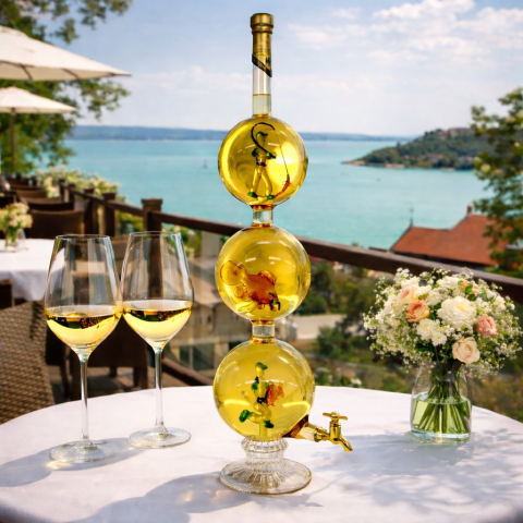 Horgász díszüveges bortorony csappal - (2.1L)