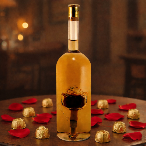 Hengeres palack, belül rózsaszállal (0,1L)