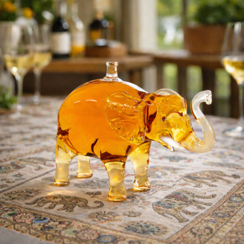 Szerencsehozó nagyfülű Afrikai elefánt ajándék díszüveges bor (0,5L)