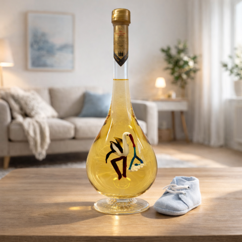 Babaváró díszüveges bor - gólya figurával (0.5L)