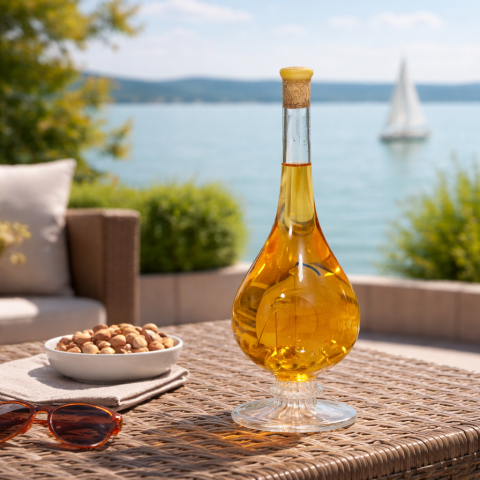 Belül vitorlás,hajós ajándék,díszüveges bor (0,5L)