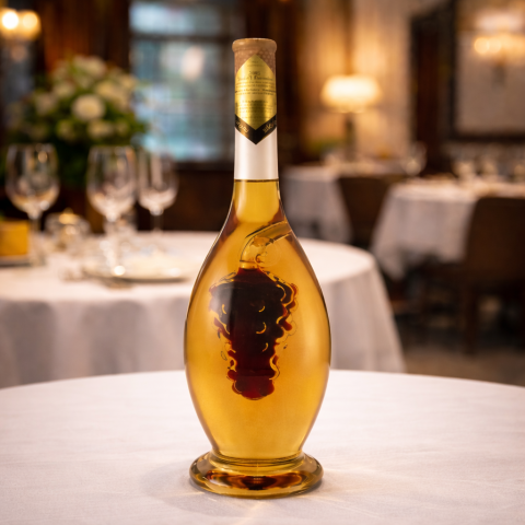 Húzott nyakú “Suzy” formájú palack, benne szőlőfürt(0,5L)