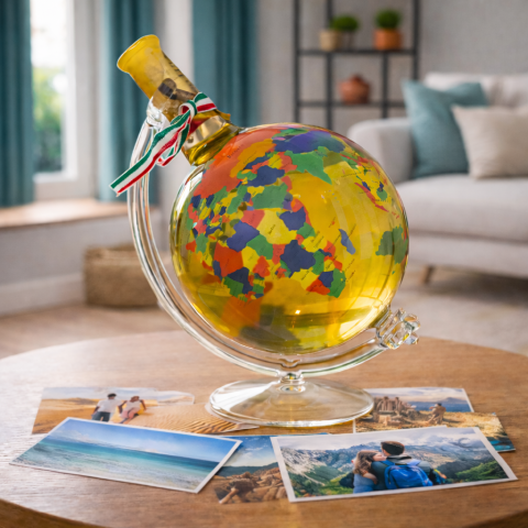 Színes földgömb díszüveges bor - Nagy (0.75L)