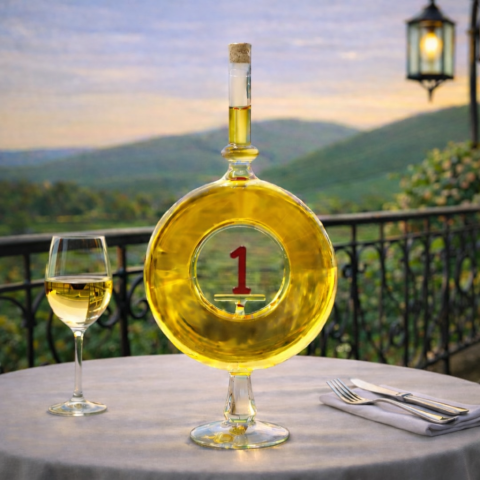 Évszámos díszüveges bor